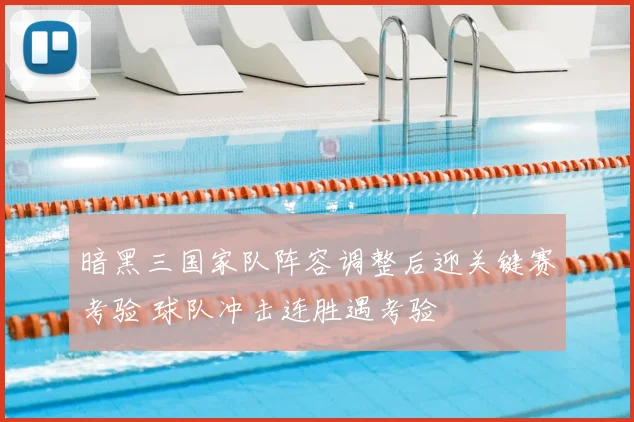 暗黑三国家队阵容调整后迎关键赛考验 球队冲击连胜遇考验